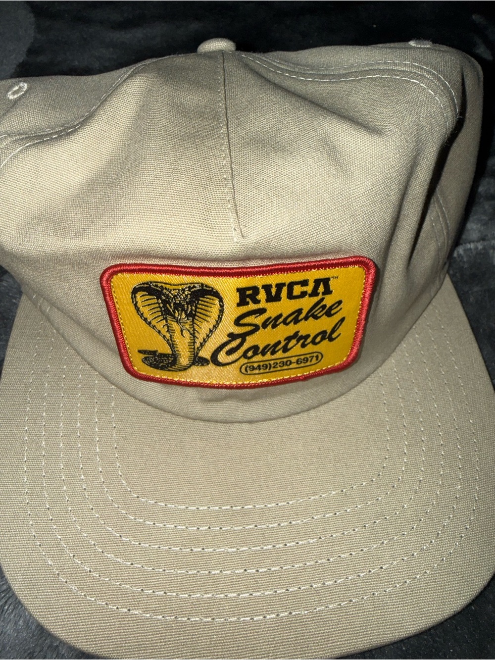 RVCA Snake Control Patch Hat - Tan with Yellow Patch